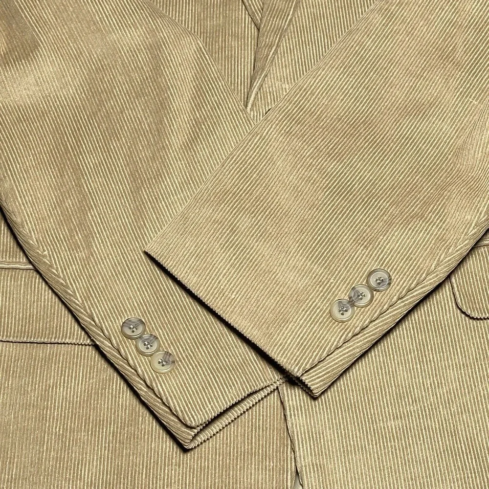 Alan Flusser Brown Corduroy‎ Two Button Paisley Liner Blazer Jacket Men's Sz 42L